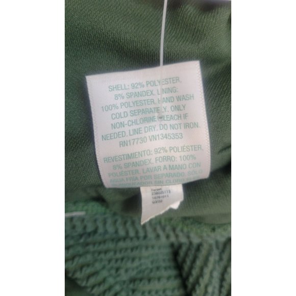 Women Textured Square Neck High Coverage One Piece Swimsuit Kona Sol Green Small - Picture 8 of 9